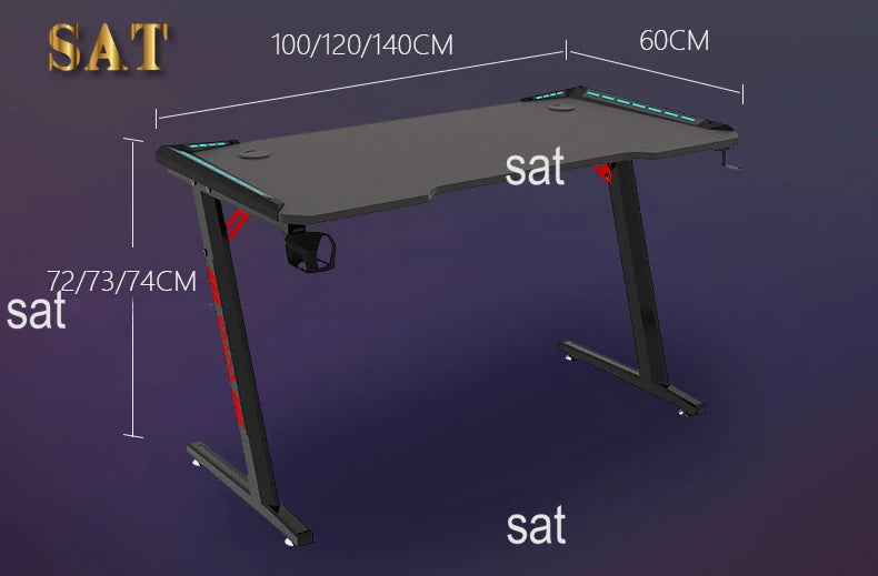 Custom gaming desks black LED RGB PC computer racing table home office computer desk