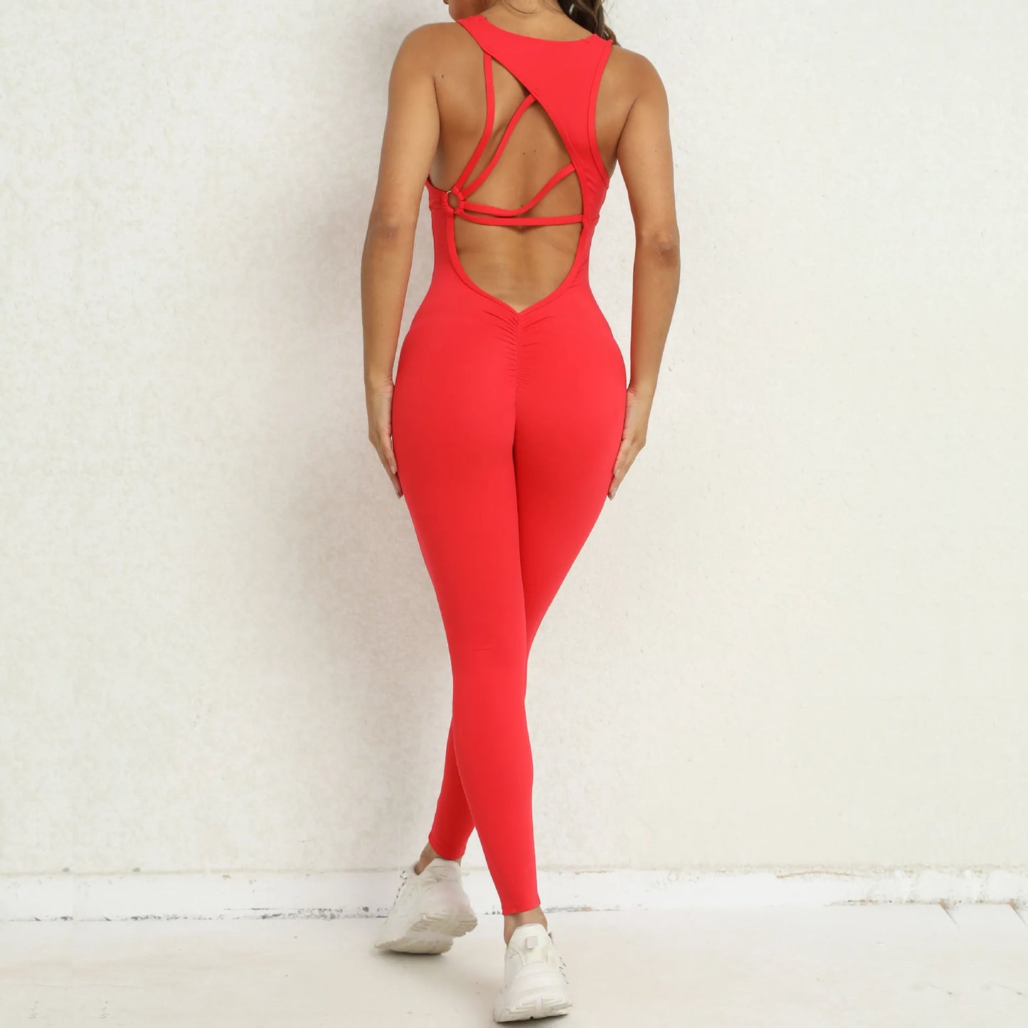 New Sportswear Woman Gym Fitness Overalls Sporty Jumpsuit Women Sport Sets Women Yoga Pants Clothes One Piece OutfitGirl  Back