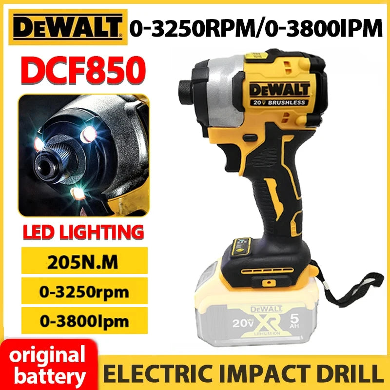 DEWALT DCF850 퀵 배송 20V Impact Driver 205NM Brushless Motor Cordless Rechargable Screwdriver Electric Impact Drill Power Tools