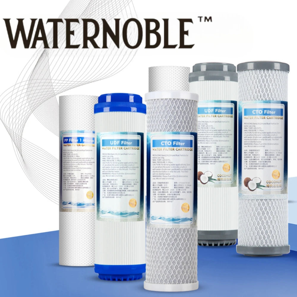 Waternoble Replacement Filter Cartridge Set 10 Inch X 2.5 Inch for Reverse Osmosis Water Filter Systems PP Cotton & UDF & CTO