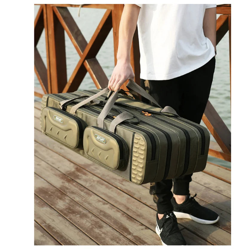 Multifunctional Fishing Rod Bag 2/3/4 Layers 80CM-130CM Fishing Tackle Bags 1680D Oxford Fishing Reel Gear Storage Case XA139G