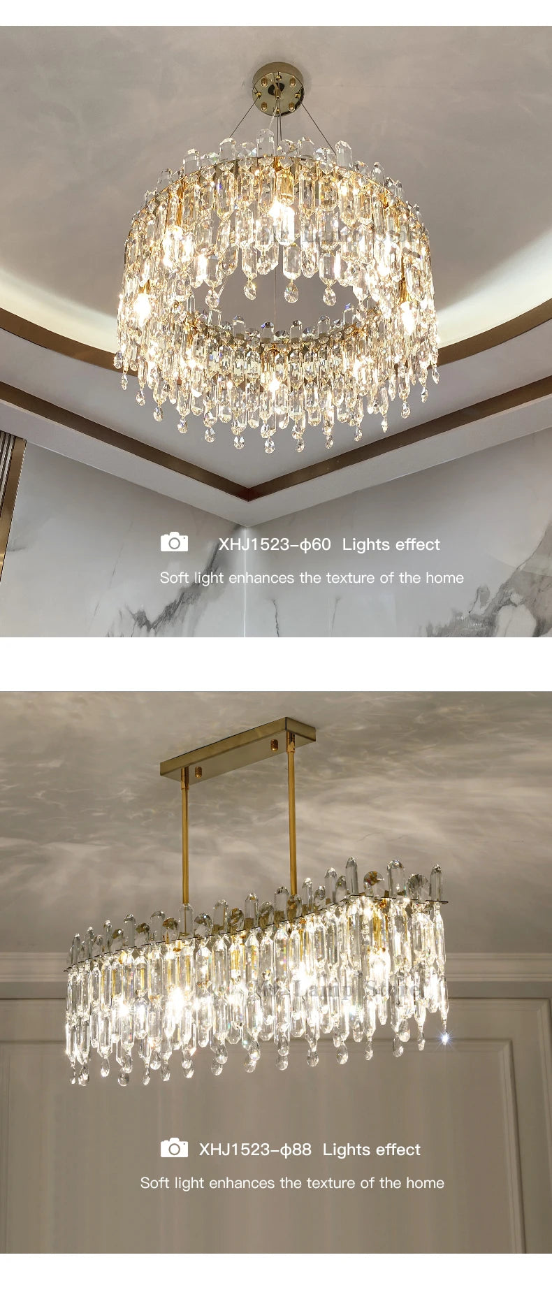 Light Luxury Crystal Pendant Gorgeous Chandelier Living Room Kitchen Light Creative Simple Luxury Atmospheric Led Decorative