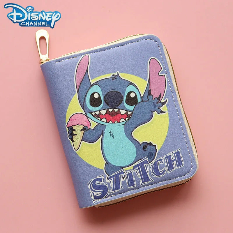 Disney Stitch Wallet Anime Movie Lilo & Stitch Short Zipper Wallet ID Card Bank Card Holder Kids Bag Coin Purse Birthday Gifts