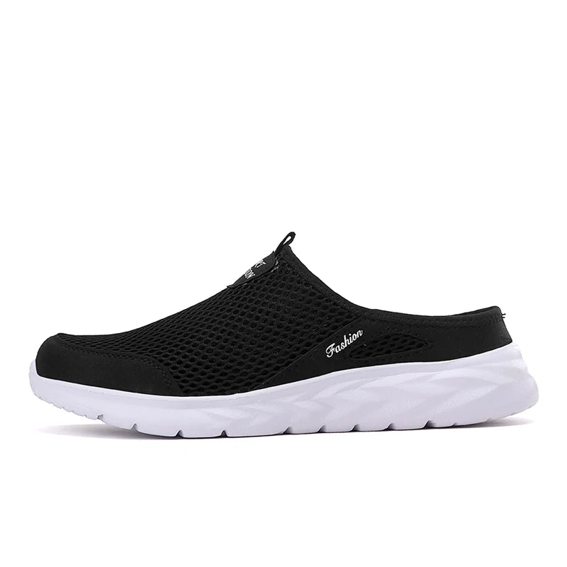 YRZL Casual Shoes Men Summer Half Shoes Slippers Slides Slip on Shoes Men Mesh Breathable Soft Comfortable Slippers for Men