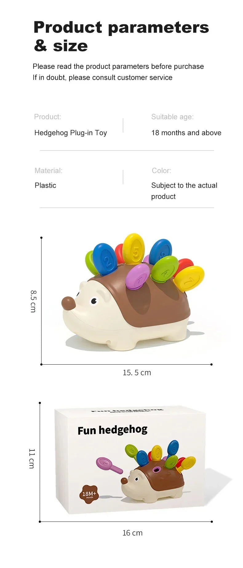 Hedgehog Montessori Educational Toy Fine Motor Toys for Toddlers Learning Counting & Training Develop Concentration Sensory Gift