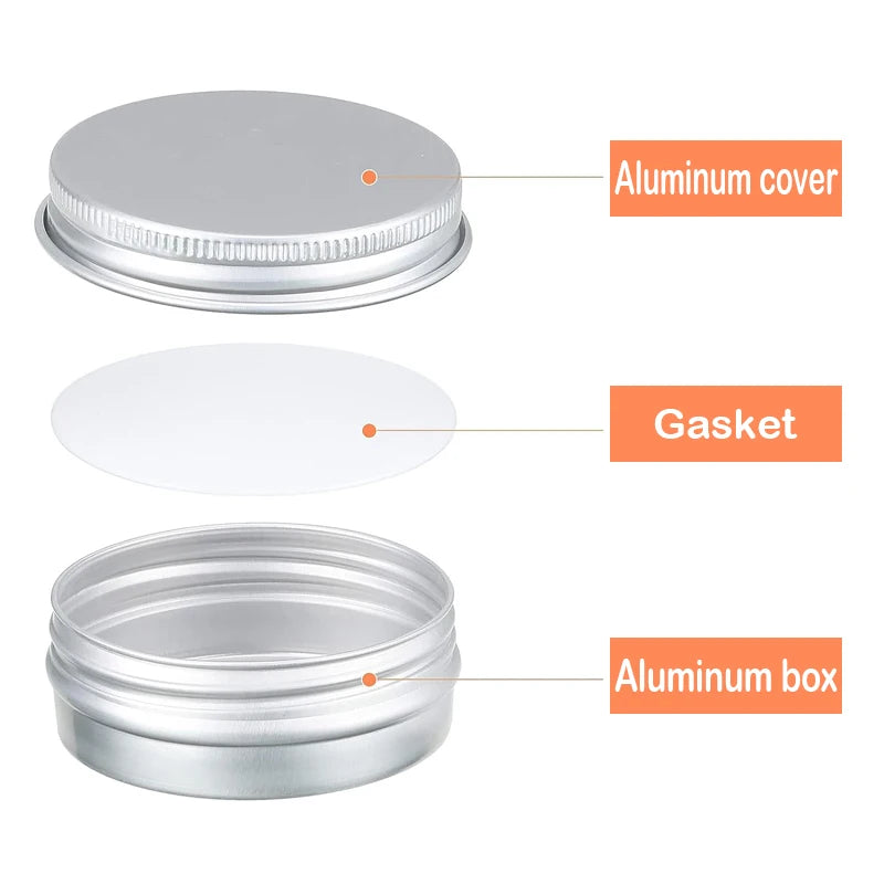 10pcs round aluminum box tin jar 5ml 10ml 15ml 30ml 50ml 80ml 100ml screw lid storage fragrance candle lip balm oil empty jar