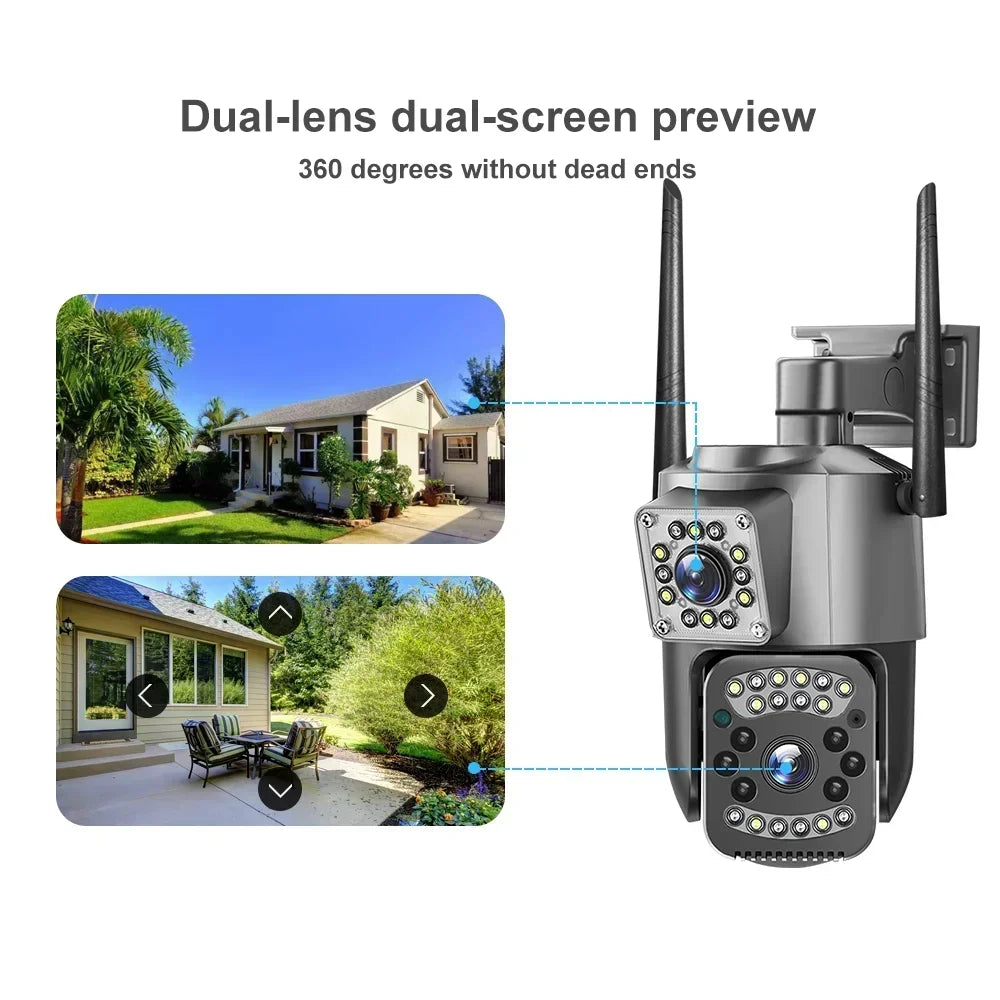 8MP 4K Dual Lens WiFi IP Camera Night Vision Ai Human Detect PTZ Outdoor Video Camara Wireless CCTV Security Protection Camera