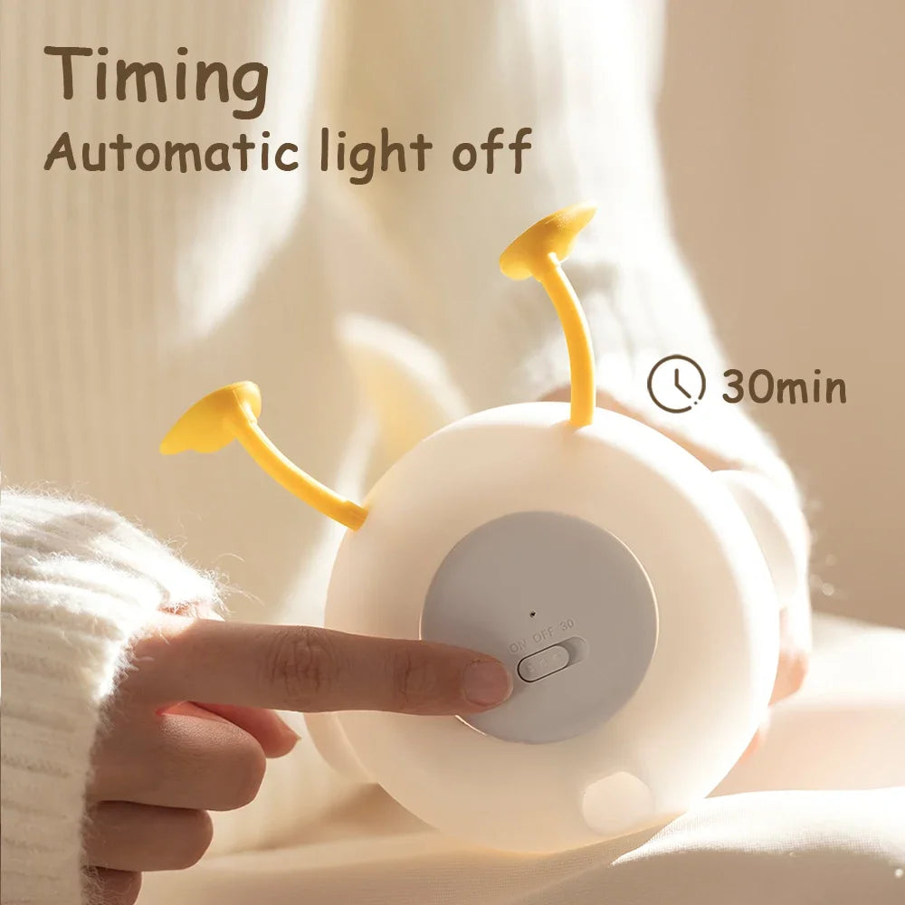 Duck Silicone Night Light for Children with Timer Usb Rechargeable Dimming Touch Lamp Sleeping Bedroom Cartoon Animal Decor Gift