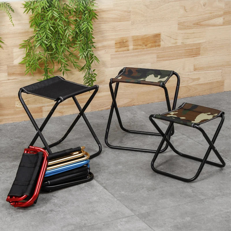 Outdoor Travel Chair Portable Folding Stool Camping Picnic Collapsible Foot Stool Fishing Hiking Beach Ultralight Chair Tools