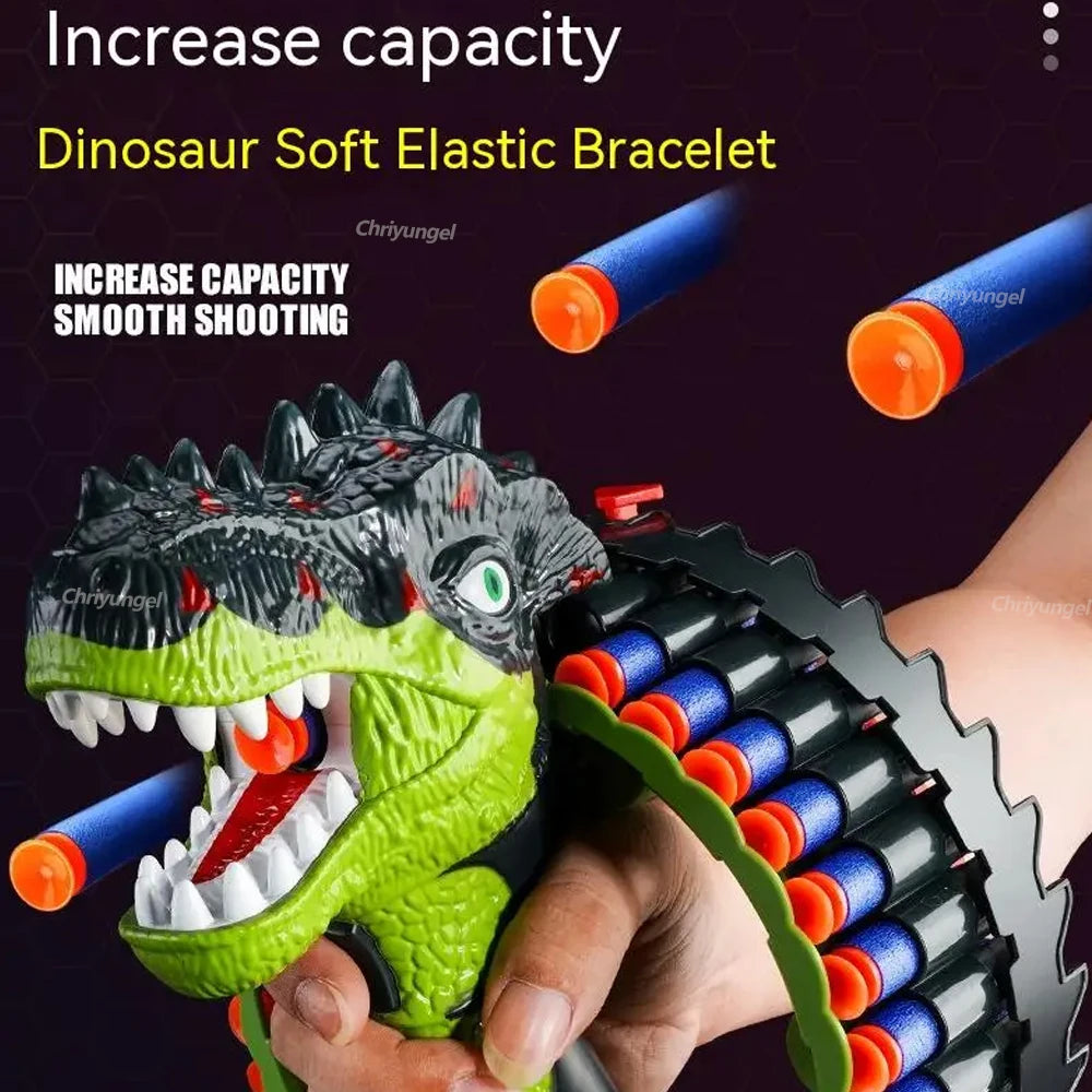 Soft Bullet Gun Toy Kids Spinning Dinosaur Wrist Gun Boys Toys Electric Burst Pistol Parent-child Blaster Shooting Game