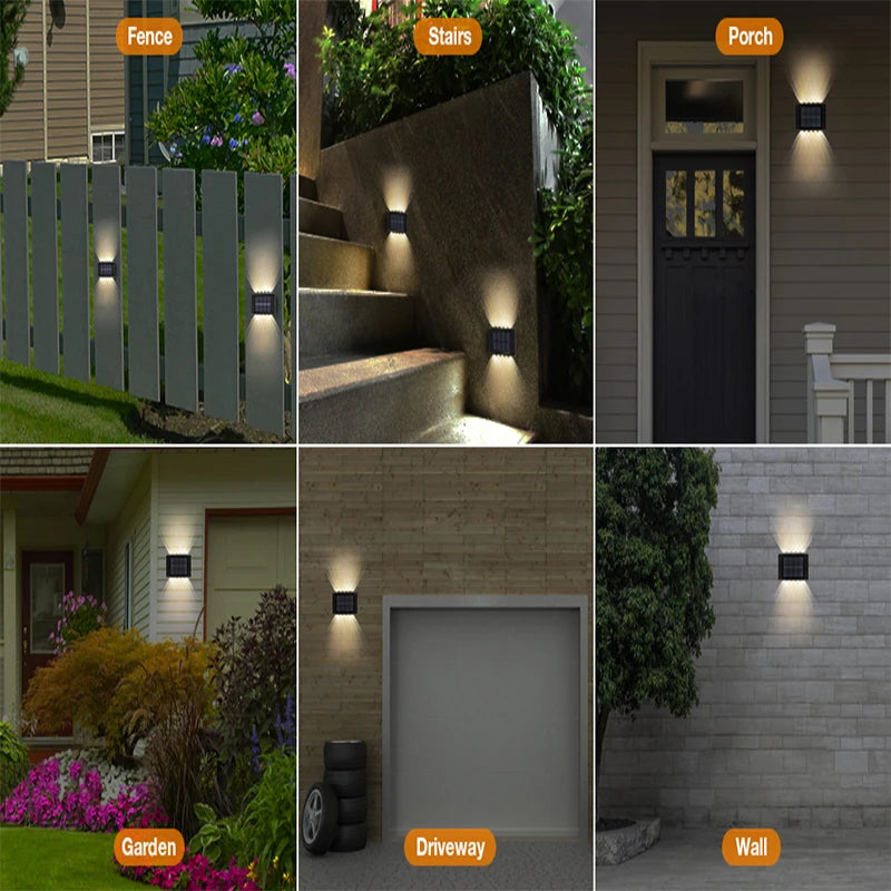 Solar Wall Lights Outdoor Warm/White Solar Wall Mount Porch Lamp Up And Down Lighting For Garden Street Landscape Balcony Patio