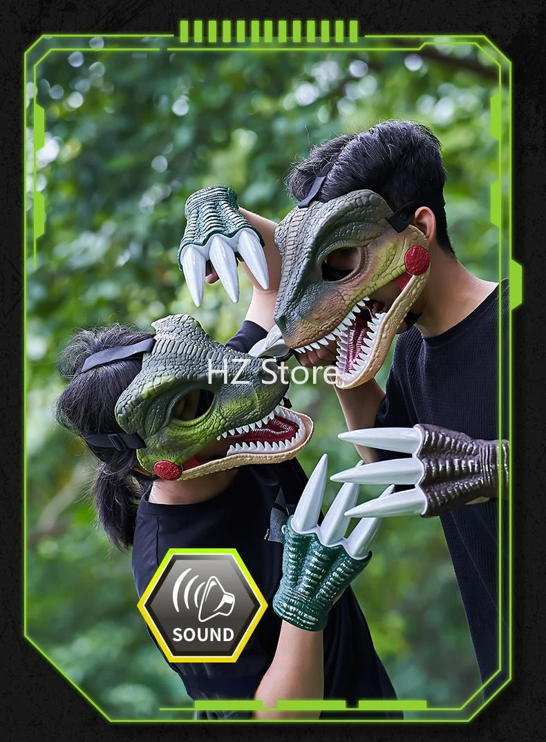 Jurassic World Toy Hard Plastic Dinosaur Mask with Opening Jaws & Sound Effect Velociraptor Mask DIY Dino Toys for Kids Gift