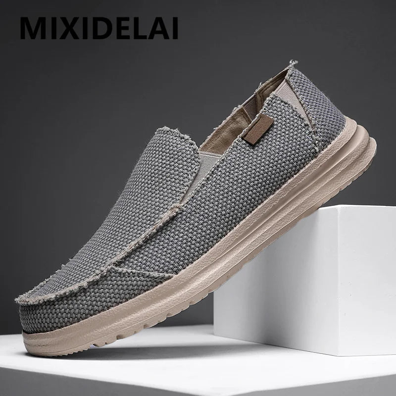 Summer Denim Canvas Men Breathable Casual Shoes Outdoor Non-Slip Sneakers Comfortable Driving Shoes Men's Loafers Big Size 39-47