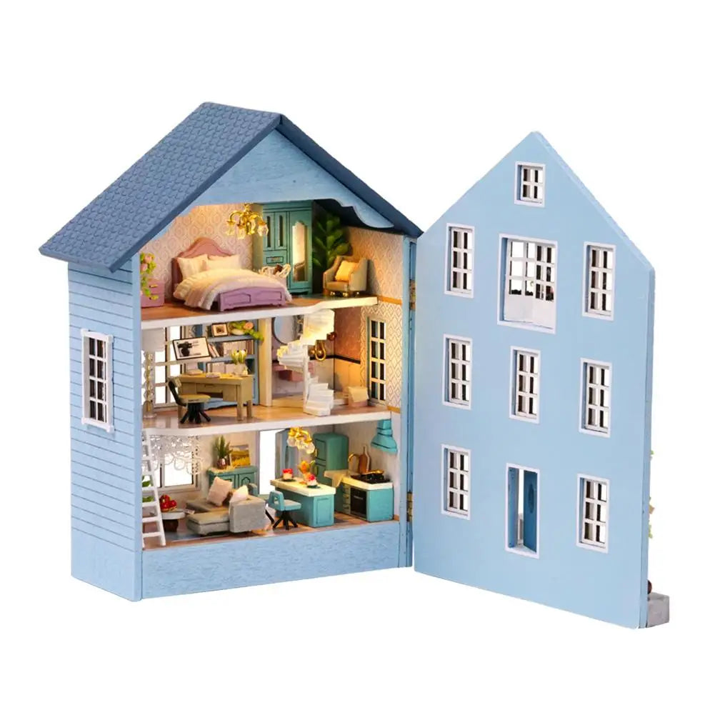 DIY Wooden Miniature Building Kit 3D Doll Houses With Furniture Light Molan Mini Casa Handmade Toys For Girls Gifts E2N8