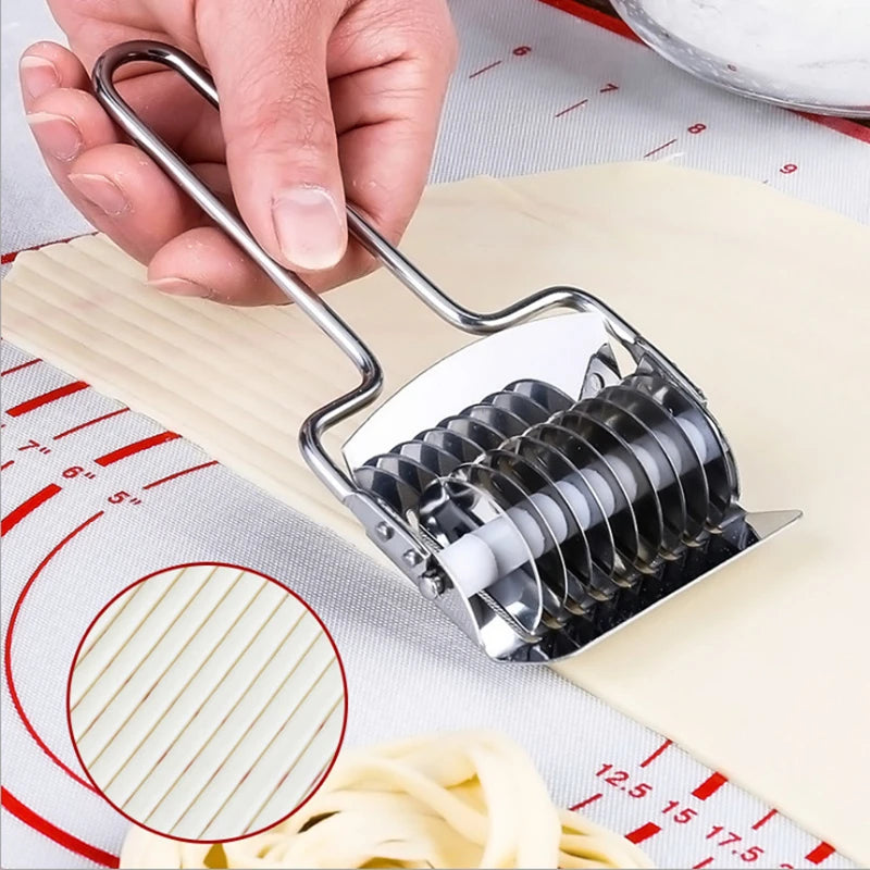 Stainless Steel Manual Noodle Cutter Pressing Instant Noodles Makers Dough Garlic Ginger Roller Cut Kitchen Pasta Gadgets