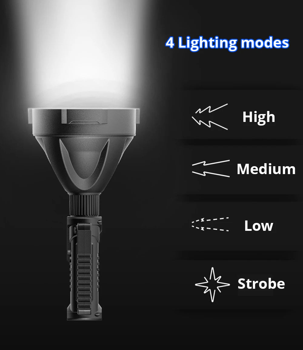 XHP70.2 Super Bright LED Rechargeable  Big Head Searchlight Handheld Work Light Spotlight Floodling 40W Torch Lantern