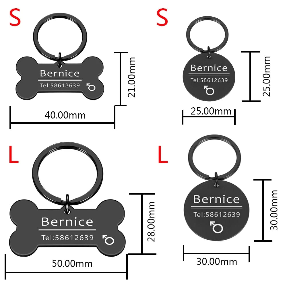 Personalized Engraved Cat Dog Pet ID Tag Dogs Anti-lost Collar Charm Engraving Pet Name Collar for Puppy Cats Collar Accessories