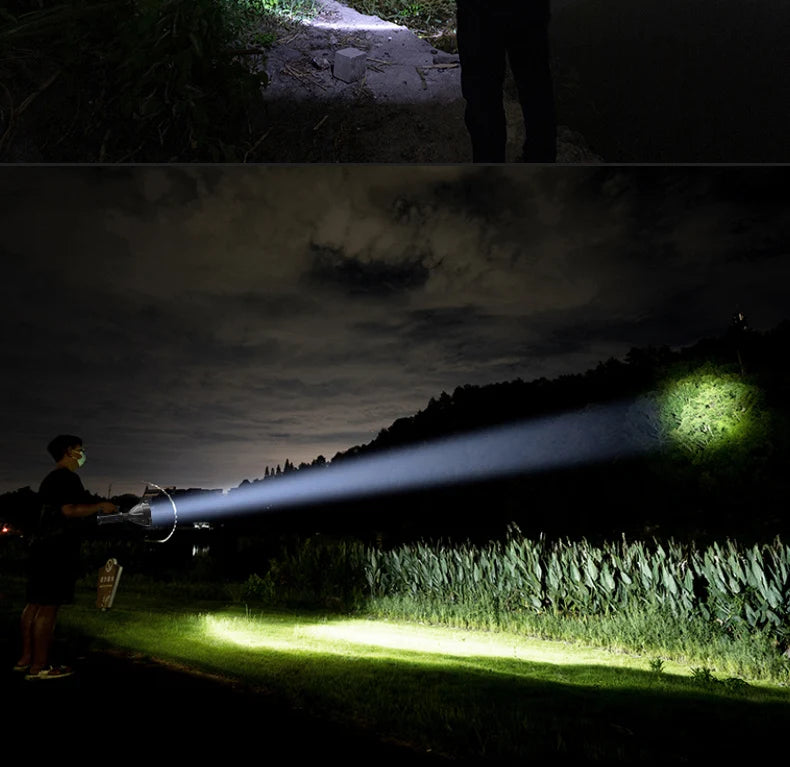 XHP70.2 Super Bright LED Rechargeable  Big Head Searchlight Handheld Work Light Spotlight Floodling 40W Torch Lantern