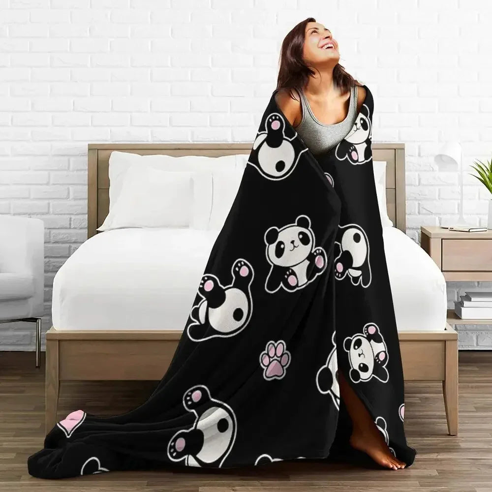 Panda Cute Animal Blankets Soft Warm Flannel Throw Blanket Bedspread for Bed Livingroom Picnic Travel Home Sofa