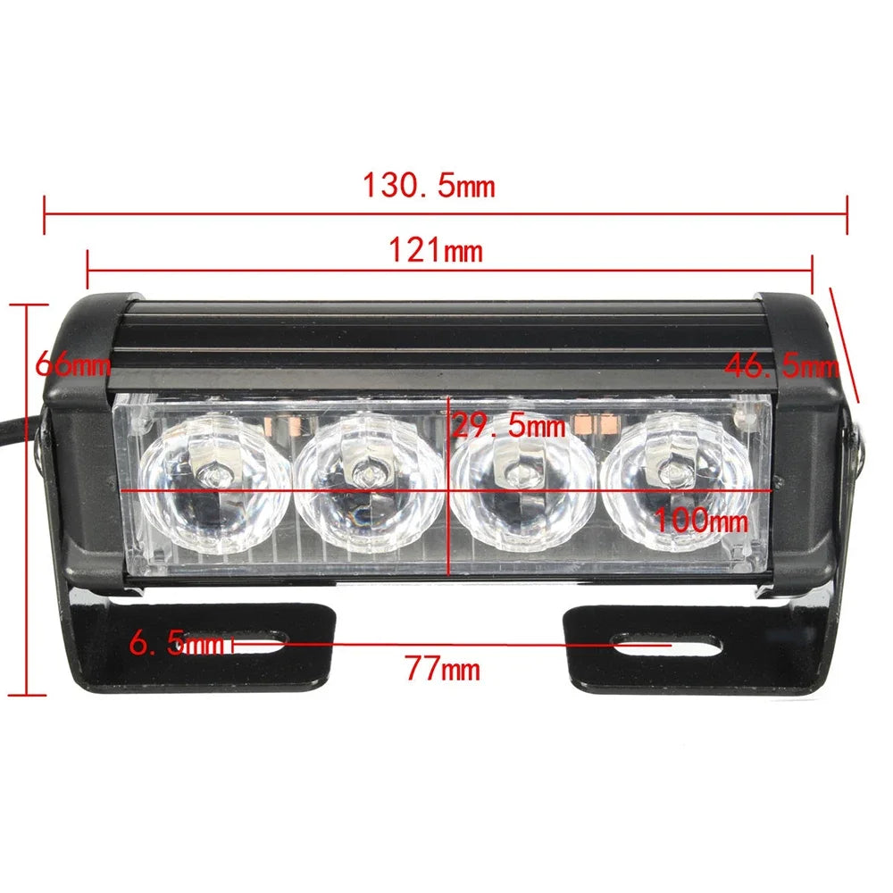 Car Emergency Warning Strobe Light Strip 8LED Remote Control Auto Daytime Running Police Lamp 2 In 1 12V 36W For Car Trucks Moto