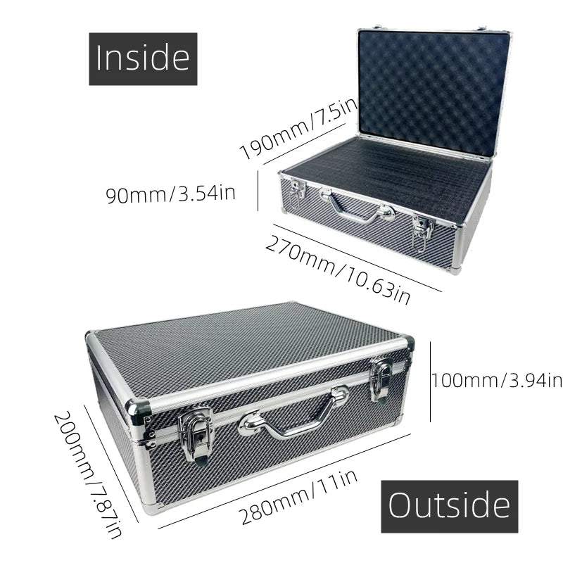 Waterproof Toolbox Carbon Fiber Case With Foam  Storage Box Organizer Pelican Tool Box Hard Case Carrier Portable Instrument Box