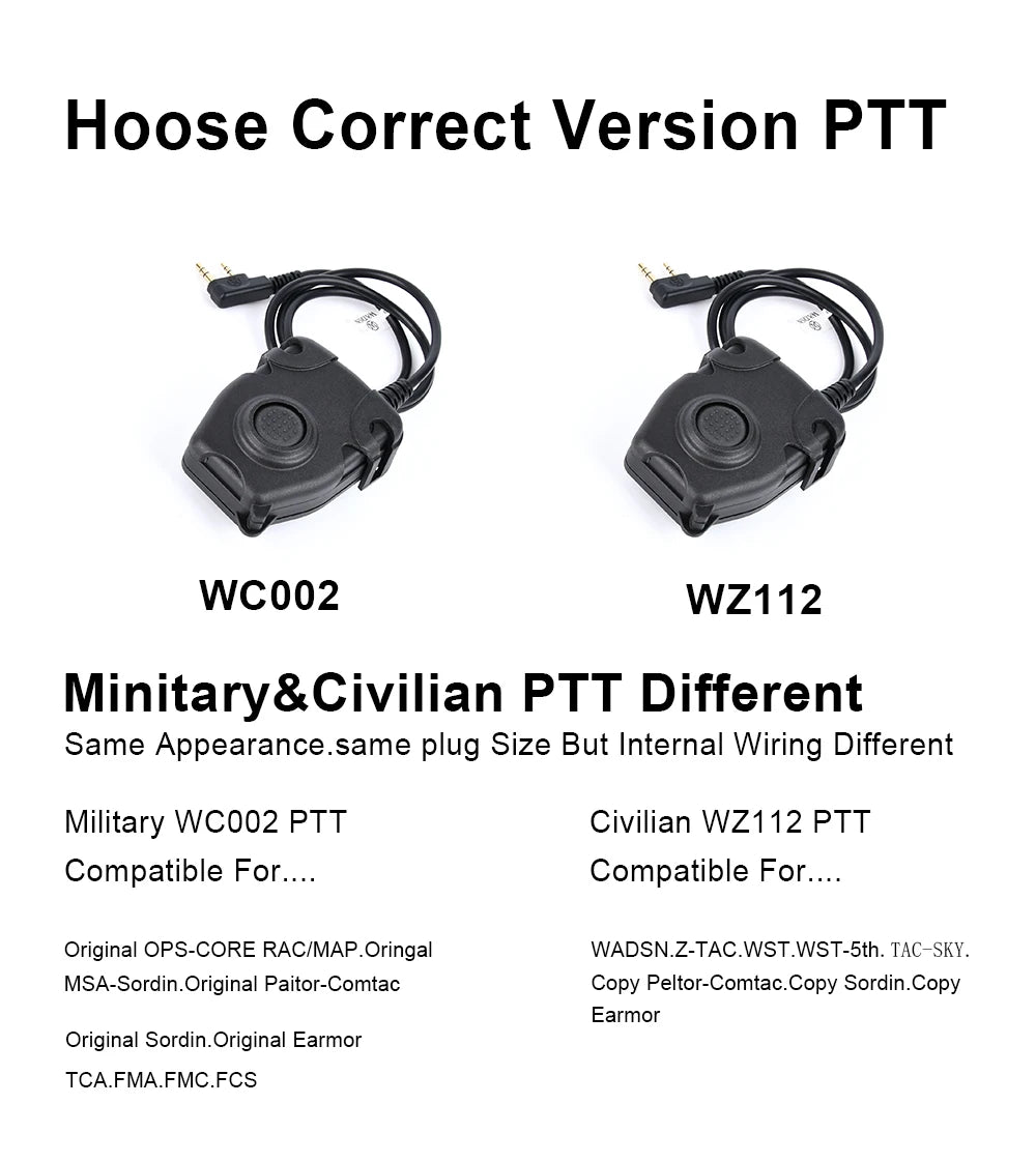 WADSN PTT Button Tactical Headset Interphone walkie talkie linker airsoft accesorios headphones ipsc TCI