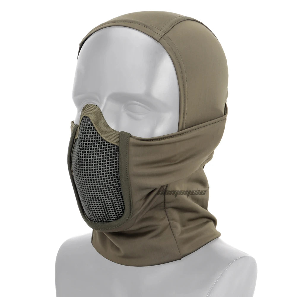 Tactical Headgear Mask Airsoft Paintball CS Steel Mesh Full Face Balaclava Masks Wargame  Cycling Soft Face Shield