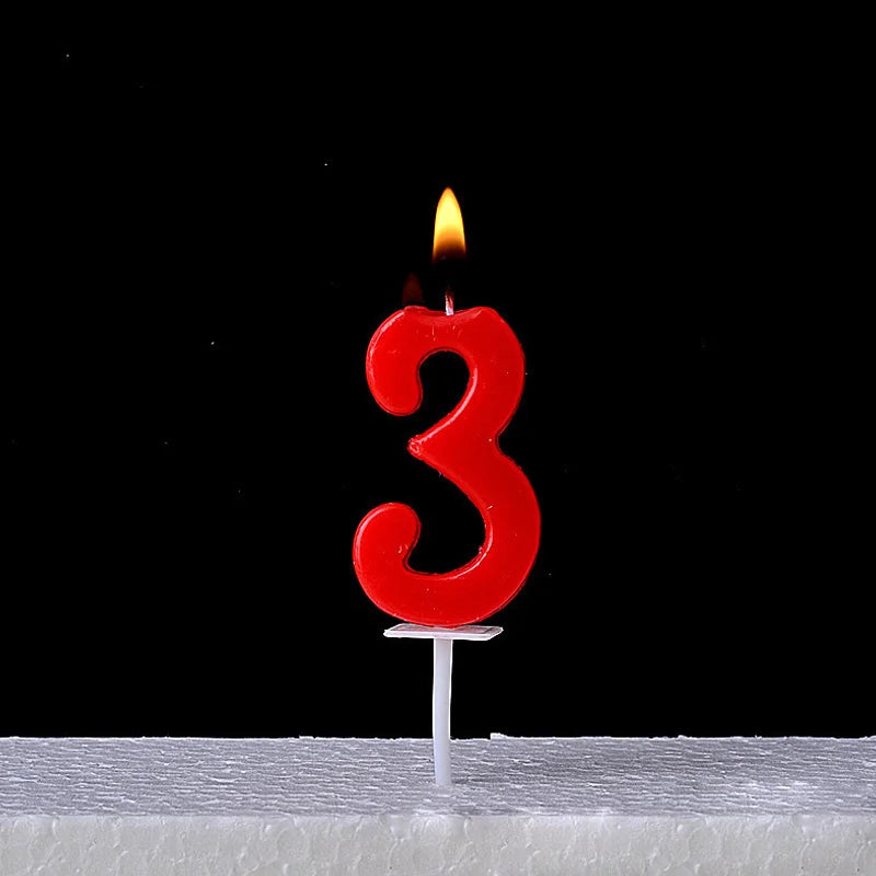 1Pc Number Candles Red Number 0-9 Question Mark Birthday Anniversary Smokeless Candles Cake Topper Decoration Party Supplies