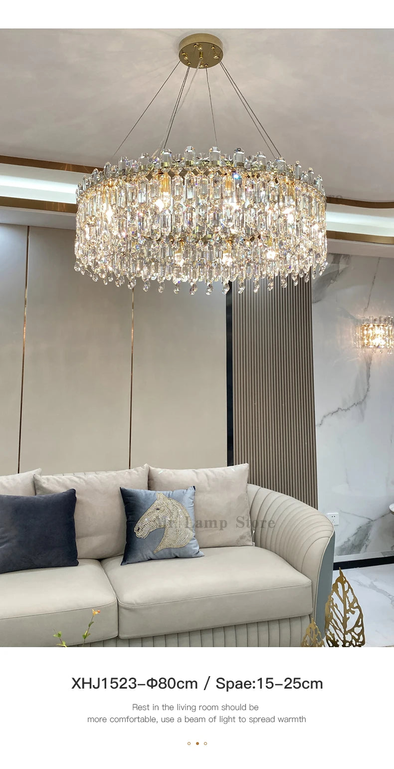 Light Luxury Crystal Pendant Gorgeous Chandelier Living Room Kitchen Light Creative Simple Luxury Atmospheric Led Decorative