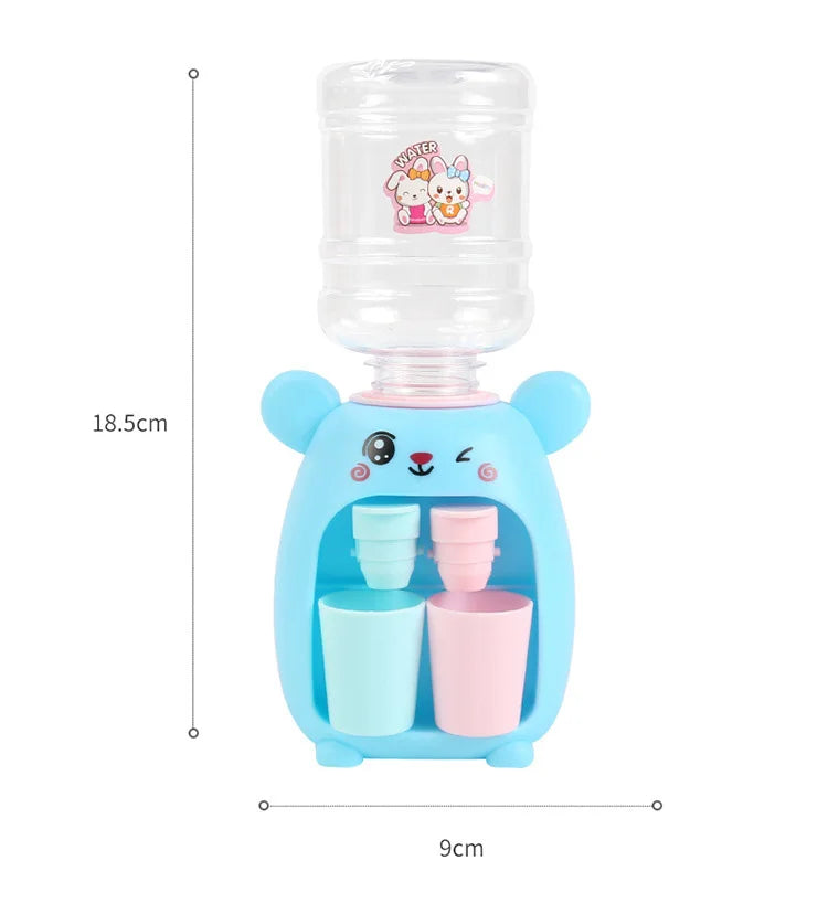 Mini Children Water Dispenser Toy Cute Cartoon Water Juice Milk Drinking Fountain Pretend Play Kitchen Toys for Boys Girls Gift