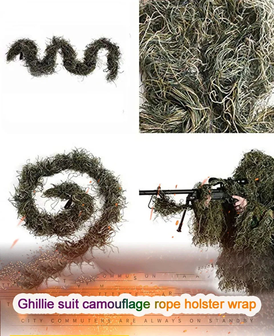 1.2M Elastic Ghillie Clothing Camouflage Rope Holster Wrap Outdoor Tactical Cs Rope Gear Depth  Concealment of Concealed Wool