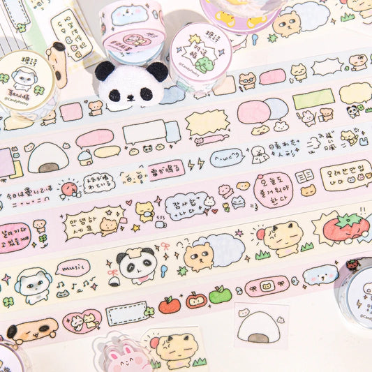 Cute Cartoon Washi Tape Flash Film Dialogue Hand Account Decorative Tape Collage Planner DIY Stationary Stickers