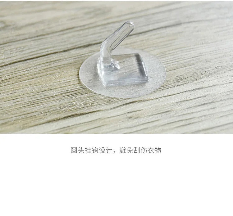 5/10Pcs Door Hook Adhesive Wall Hooks Transparent Anti-skid Traceless Heavy Duty Stick on Hook Bathroom Kitchen Wall Sticker