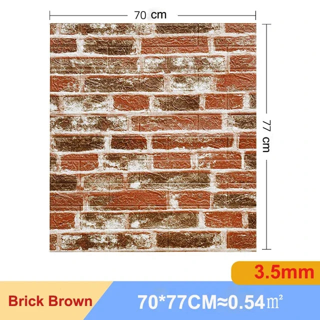 20 Pcs 3D Wall Stickers Brick Pattern Wallpaper DIY Waterproof for Living Room Bedroom Kitchen Background Home Wall Decoration