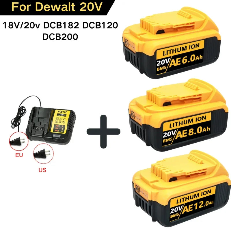 6000mAh、8000mAh Battery DCB200 MAX For Flexvolt For Dewalt DCB606 DCB205 DCB206 DCB209 DCB182 Power Tool Battery 20V/60V Battery