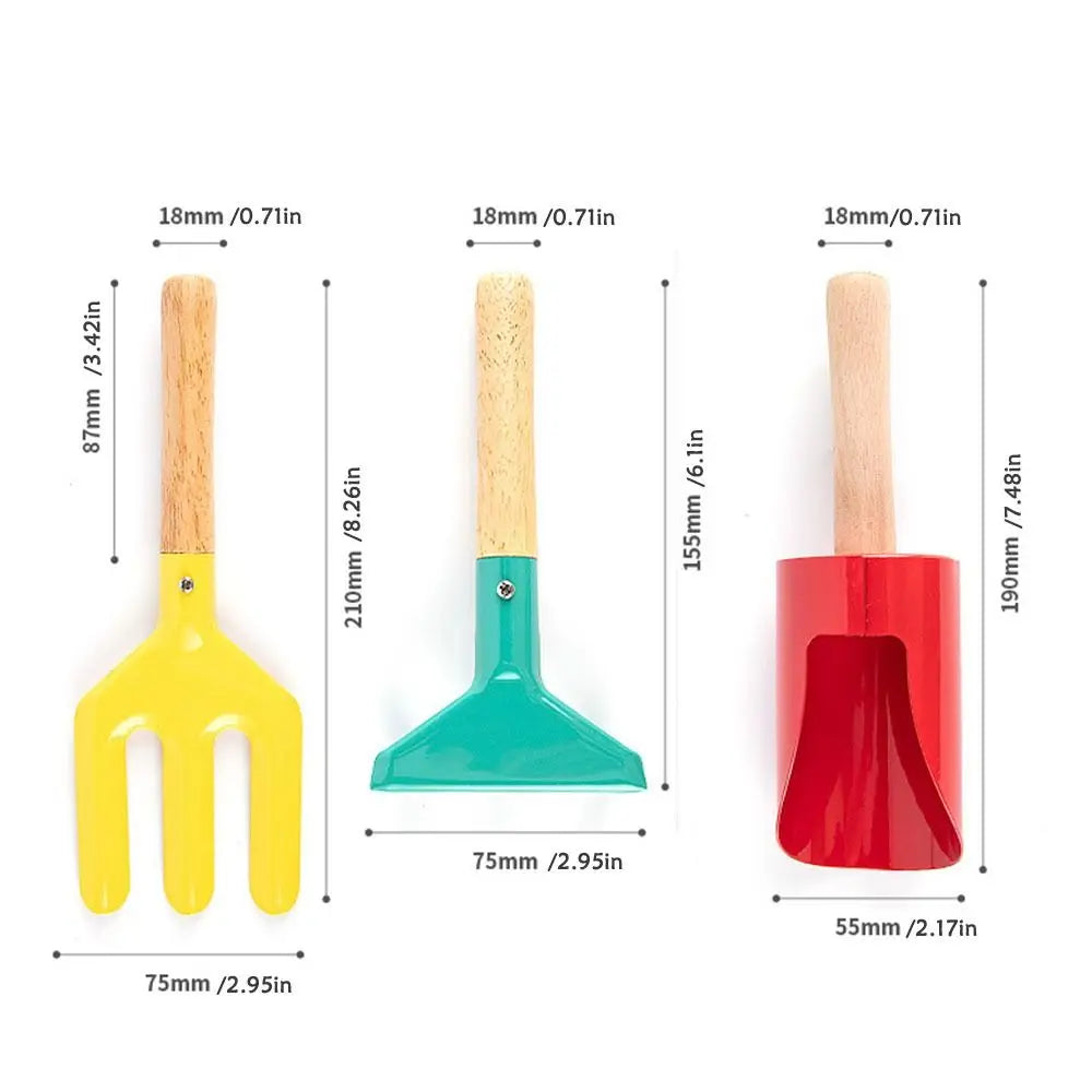 Kids Candy Color Garden Tools Mini Metal Trowel with Wooden Handle Gardening Tools Trowel Rake Shovel for Children