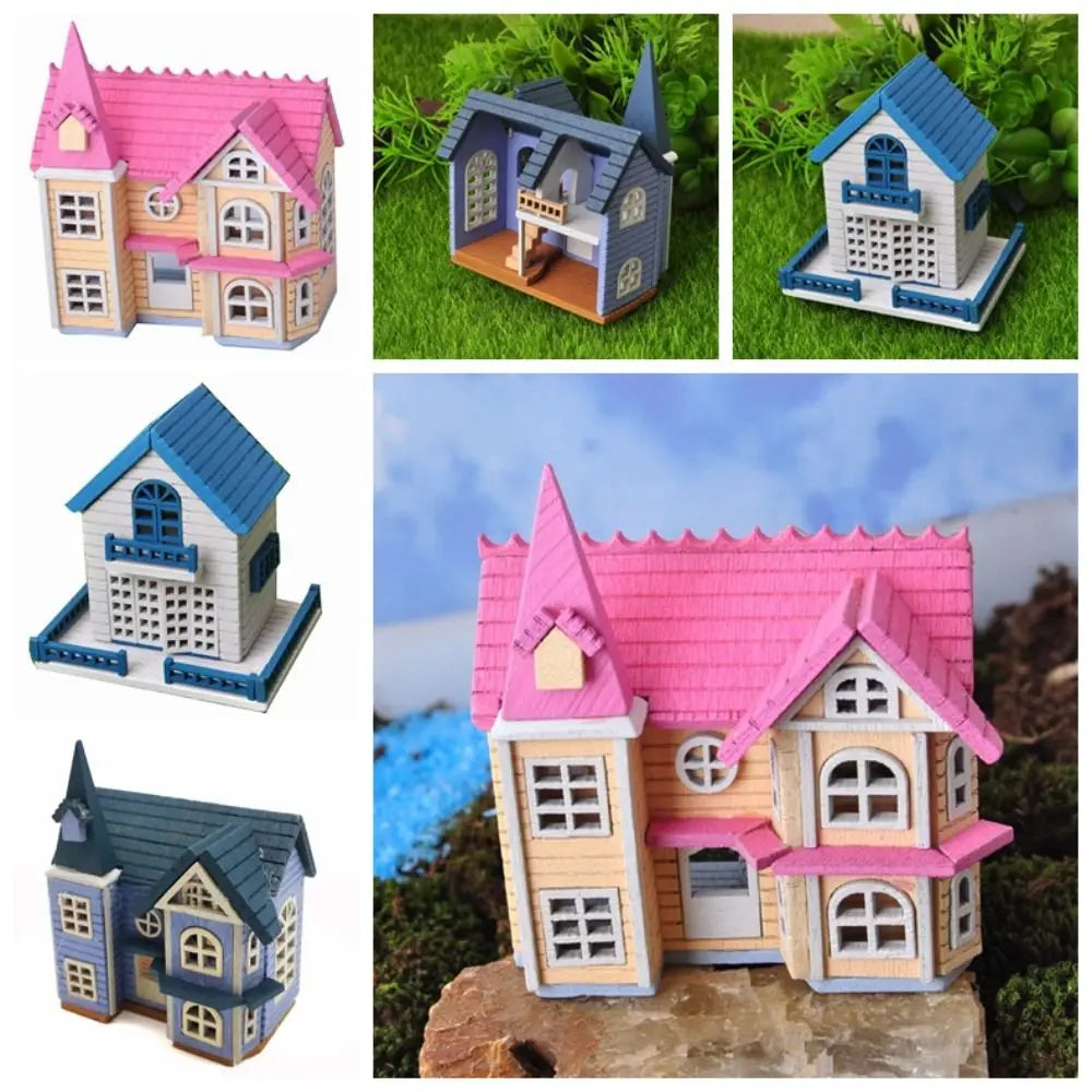 Miniature Doll Houses Wood Villa Puzzle DIY Dollhouse Kit For 1/12 Scene Model Playing House Handmade Toys Dollhouse Accessories