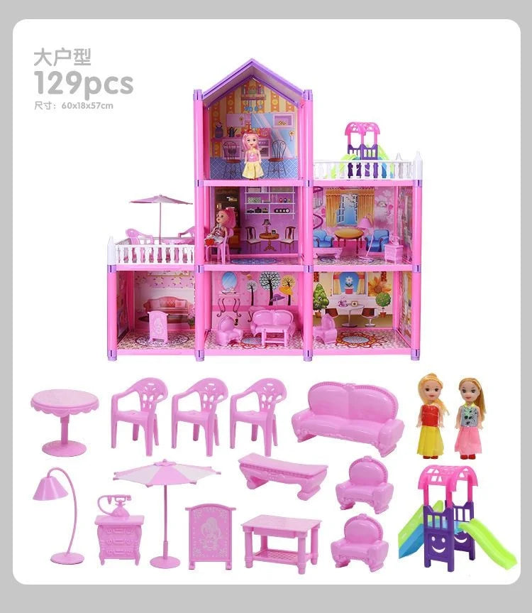 3D Princess Big Villa Handmade Diy Manual Montessori Dollhouses Assembled Children Gifts Puzzle Pretend Doll House Toys New