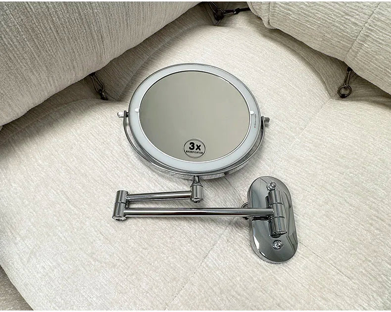 Wall Folding Makeup HD Mirror Double Side Fill Light Magnifying USB Charging Led Tricolor Dimming Bathroom Cosmetic Mirrors