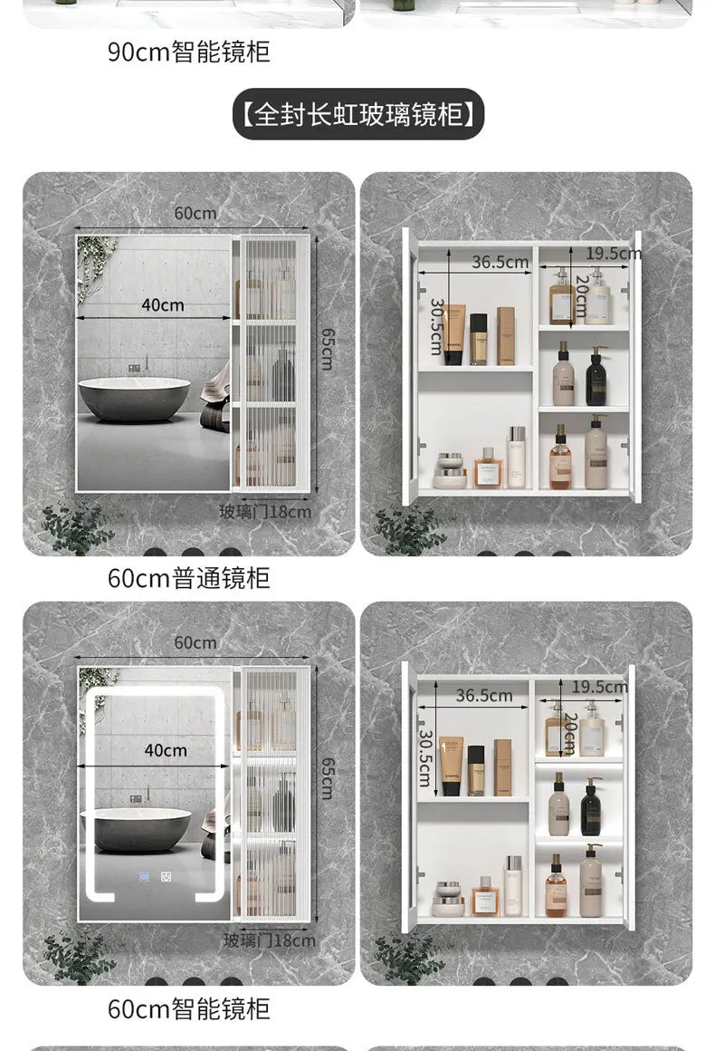 Bathroom Wall Cabinet Mirror Makeup Medicine Cabinet Wall Mounted Bathroom LED Mirror with Storage Cabinet with Vanity Mirror