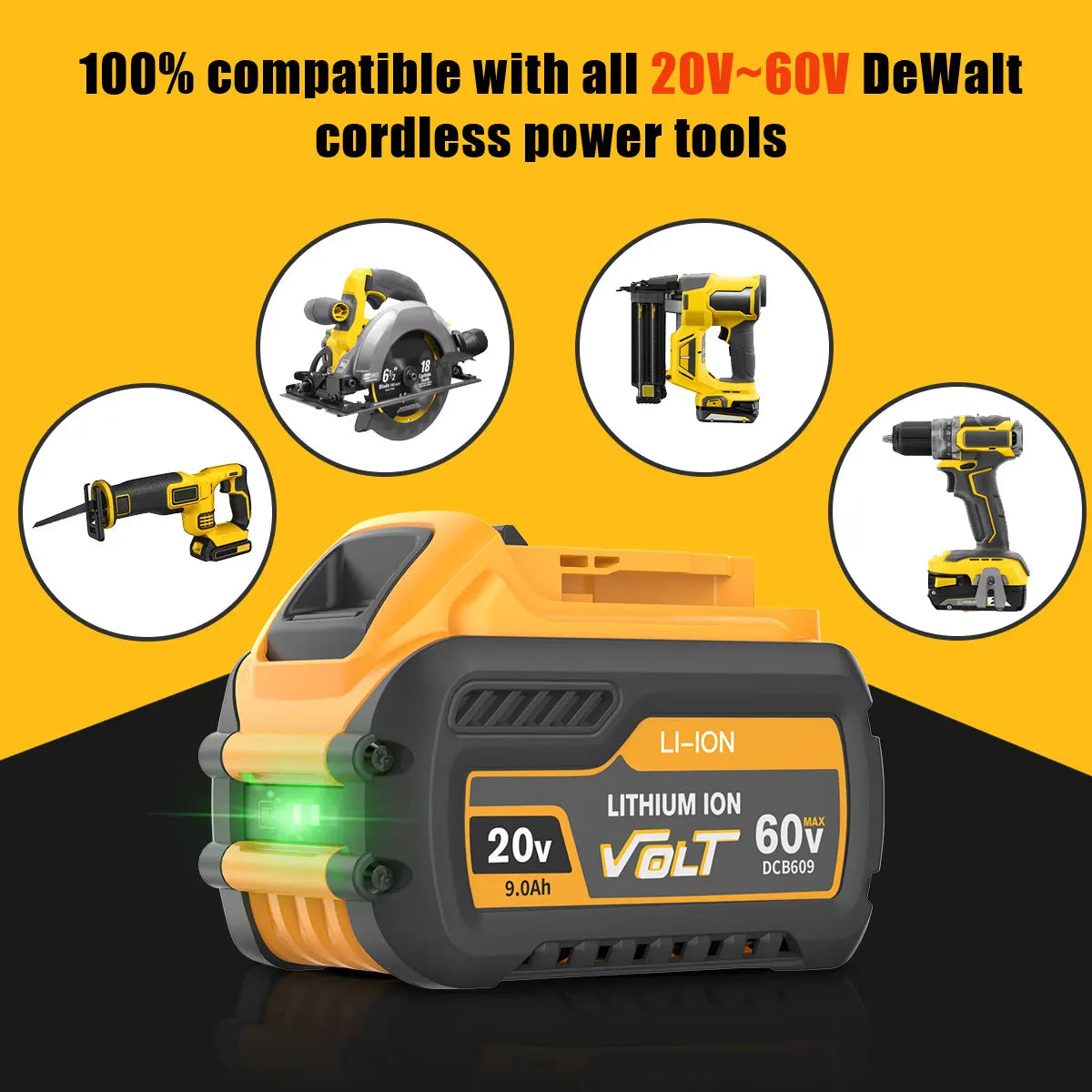 DCB200 For Dewalt 60V DCB606 9000mAh 20V MAX Li-ion Battery DCB609 DCB205 DCB204 DCB206 DCB209 DCB182 Power Tool Battery