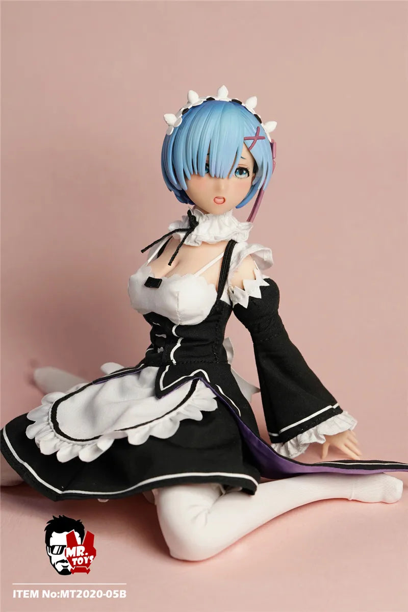 In Stock MR.TOYS MT2020-05 1/6 Anime Girl Rem Ram Maid Delicate Head Sculpture Maid Attire Model Fit 12'' Female Action Figure