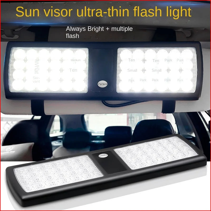 Ultrathin LED Car Truck Strobe Panel Light Sun Visor Emergency Beacon Flash Modes Hazard Police Warning Lightbar Parking Bulb