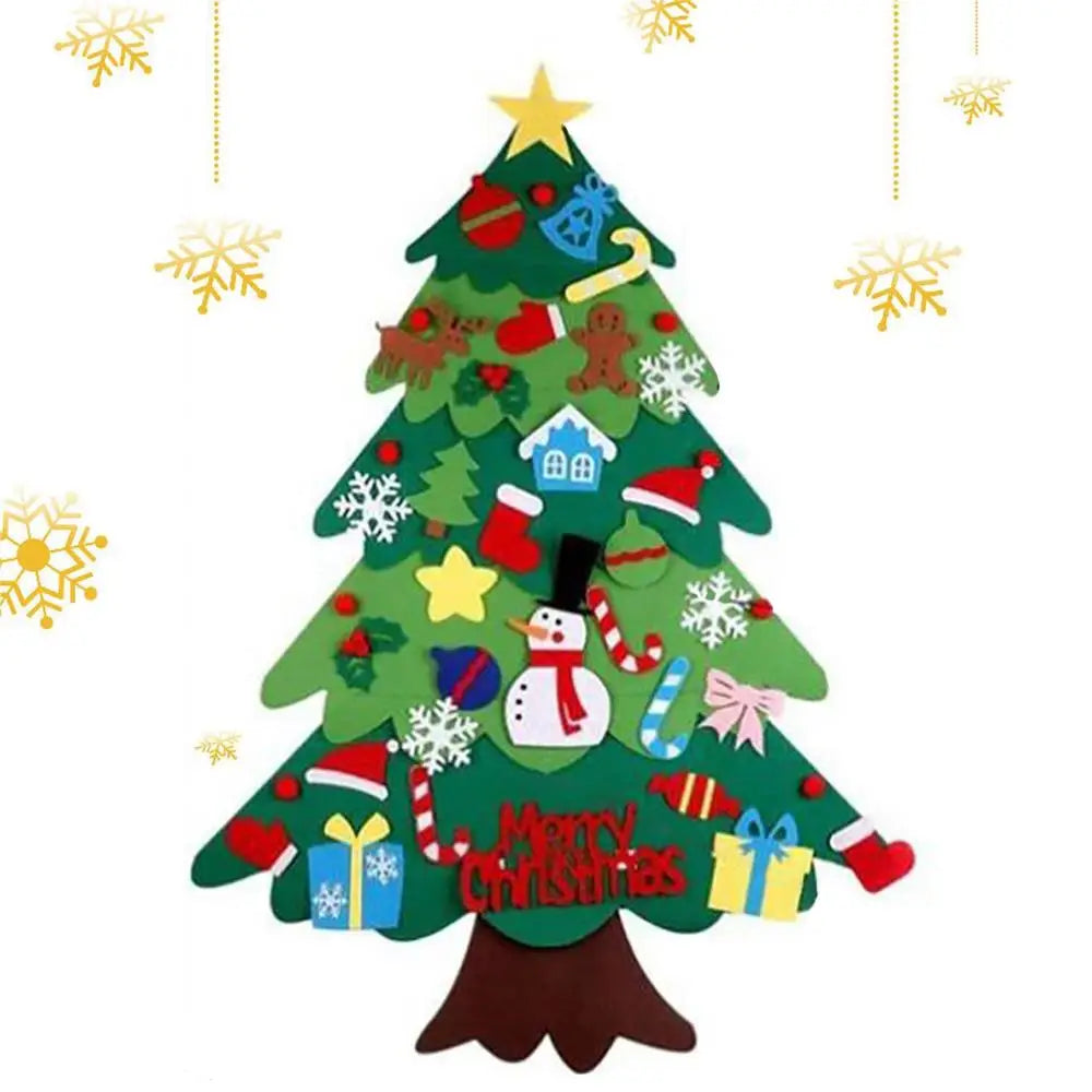 Clearance Sale LED Christmas Tree Wall Hanging DIYS Christmas Felt Tree Set Navidad 2025 Dec Include 21pcs Detachable Ornaments