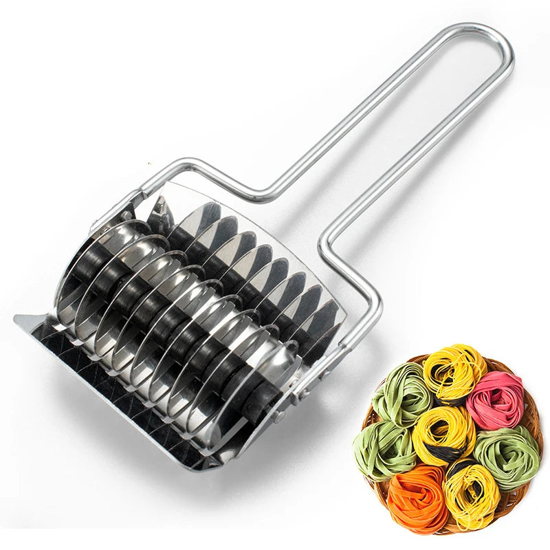 Stainless Steel Manual Noodle Cutter Pressing Instant Noodles Makers Dough Garlic Ginger Roller Cut Kitchen Pasta Gadgets