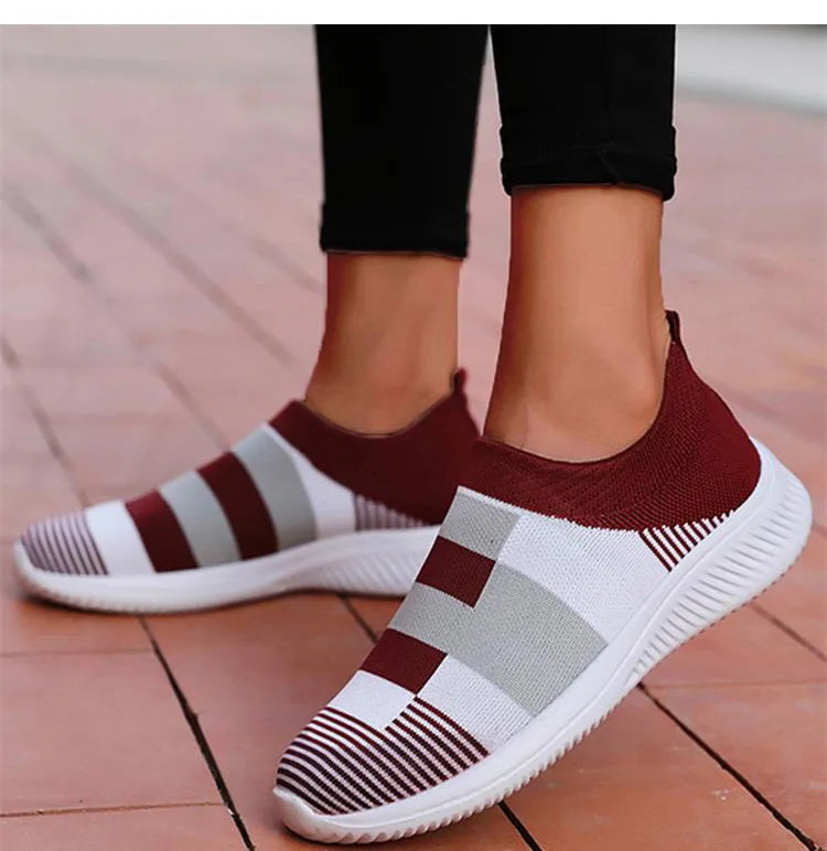 Women Shoes Mix Color Summer Shoes Casual Sneakers Women Elastic Breathe Sport Sneaker Female Flat Shoes Sports Tennis For Lady