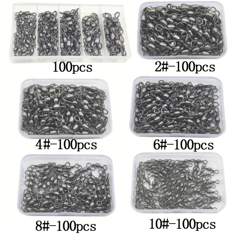 Fishing swivel 100 pieces carbon steel swivel fishing line connector micro swivel solid ring fishing gear