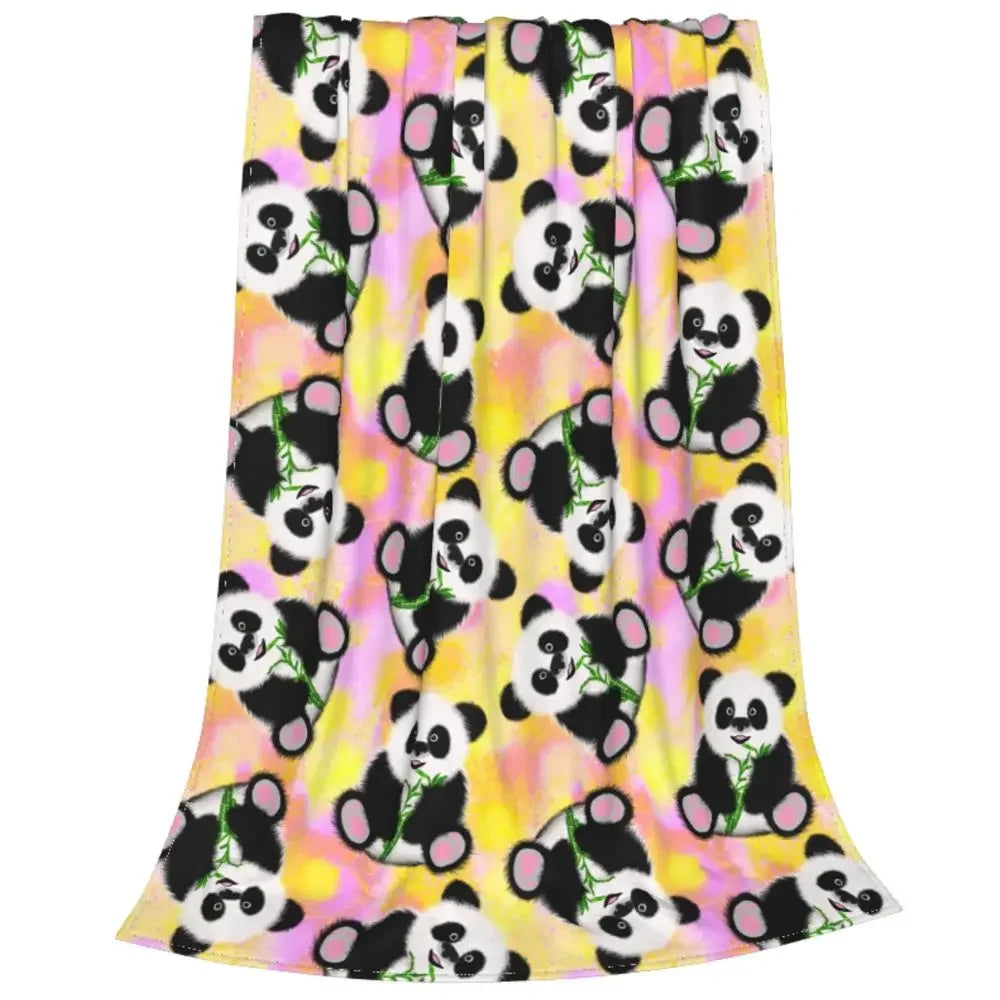 Cute Panda Cartoon Animal Blanket Fleece Textile Decor Portable Ultra-Soft Throw Blankets for Bedding Couch Bedspread