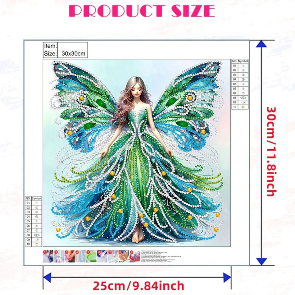 PhotoCustom 30x30cm 5D DIY Partial Special Shaped Drill Diamond Painting Fairy Girl Kit Home Decoration Art Craft Mosaic Paintin