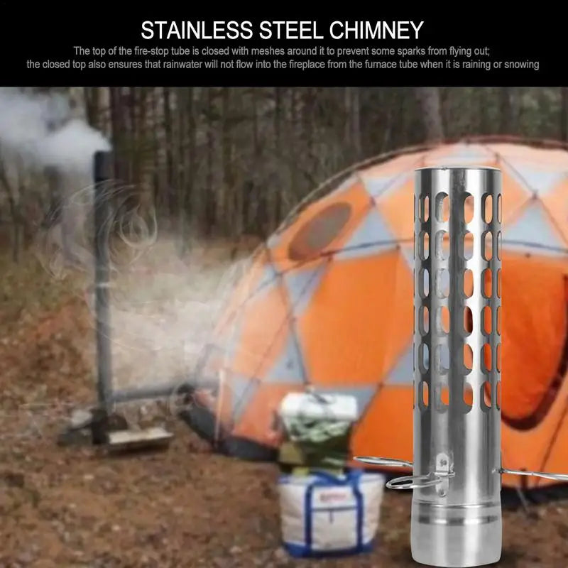 Outdoor Camping Stove Chimney Pipe Anti-scalding Vent Stainless Steel Tent Pipe Spark Arrestor Camping Stove Chimney Accessories